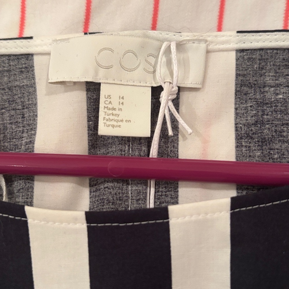 COS Black and White Vertical Stripe Short Sleeve Dress - Picture 5 of 5